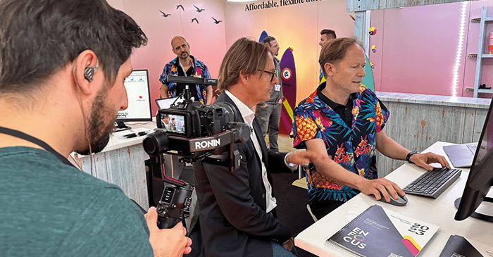 Jacques Michiels following Infigo's workflow at FESPA 2023